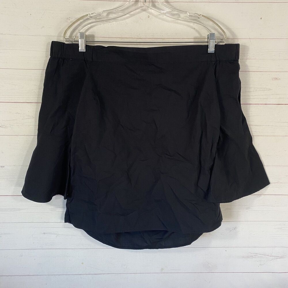 Jessica Simpson Womens Off The Shoulder Cotton Top Sz M Black Ruffled Back New